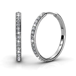 Cate & Chloe Bianca‎ 18k White Gold Plated Silver Hoop Earrings New in Box